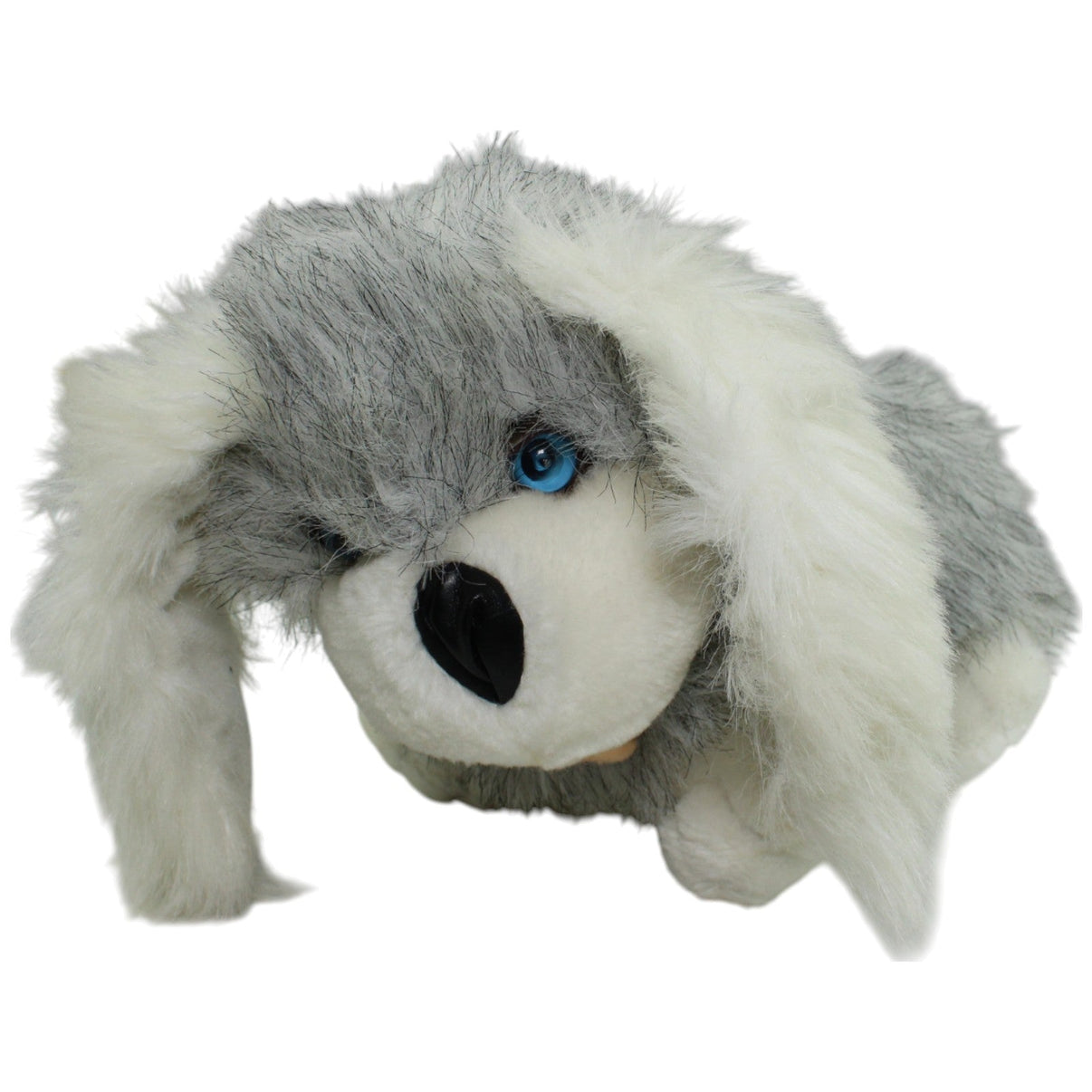 123000013844 Heunec Hund mit blauen Augen, grau - weiß Kuscheltier Kumpel Leo _Vintage_ Gebraucht Vintage