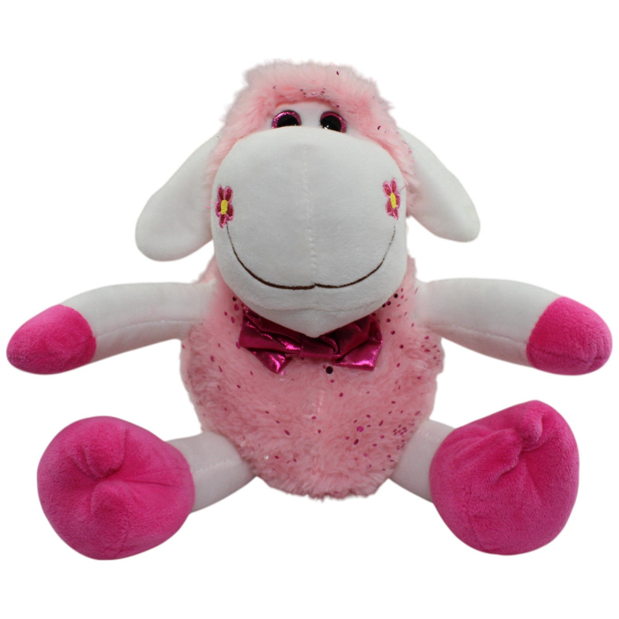 123000014229 FLOTI Flos Toys, großes rosa Glitzer - Schaf mit Fliege Kuscheltier Kumpel Leo Gebraucht