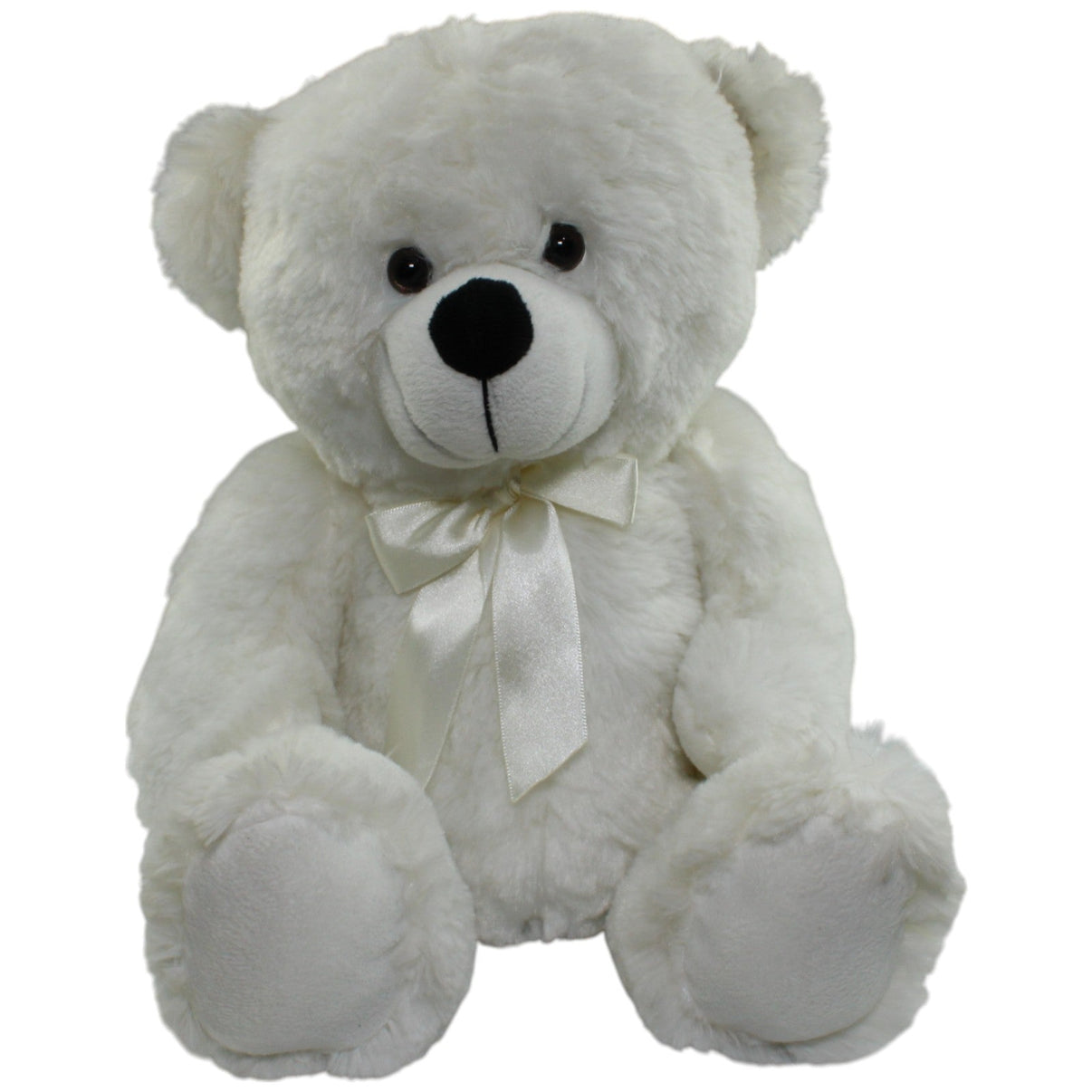 123000014238 Unbekannt Weißer Teddy mit Schleife, sitzend Kuscheltier Kumpel Leo Gebraucht Teddy Teddybär