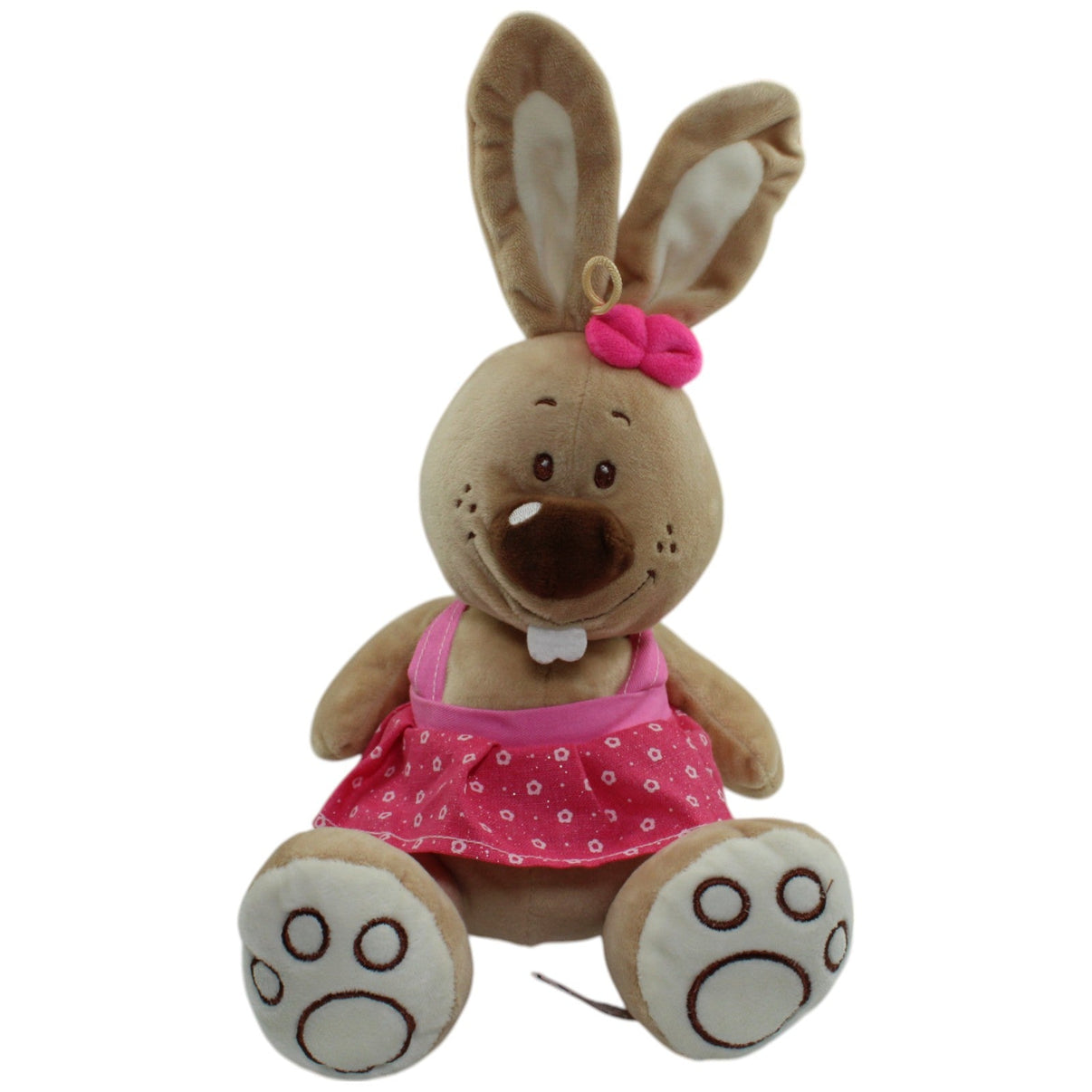 123000014260 K - Toys Süßes Hasenmädchen mit pinkem Kleid Kuscheltier Kumpel Leo Gebraucht Hase Kaninchen