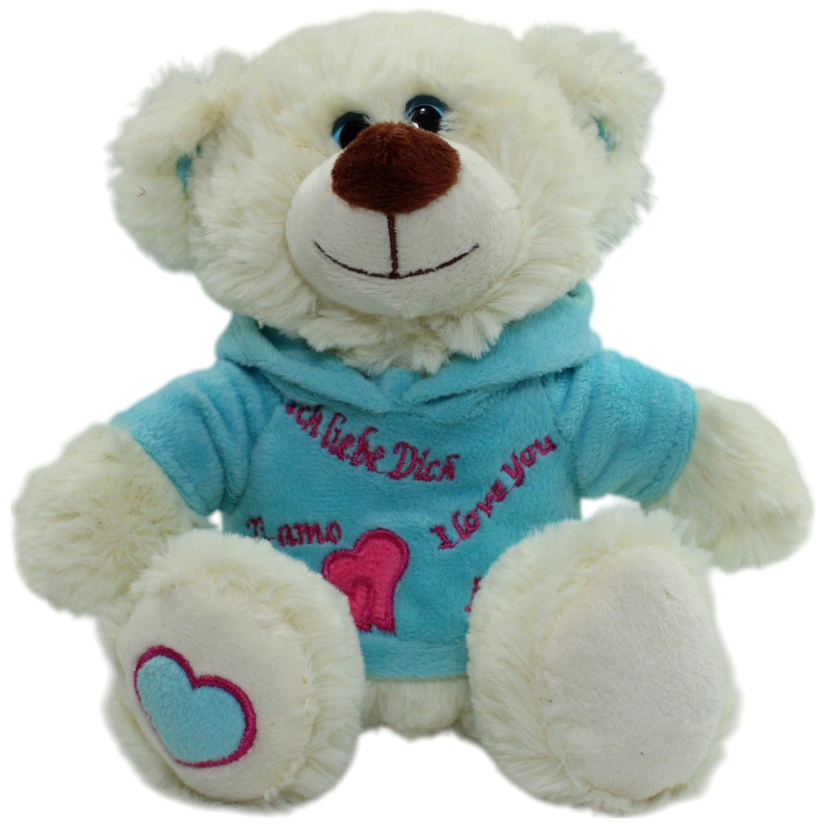 123000014263 Morgenroth Teddybär mit blauem Pullover "Ich liebe Dich" Kuscheltier Kumpel Leo Gebraucht Teddy Teddybär