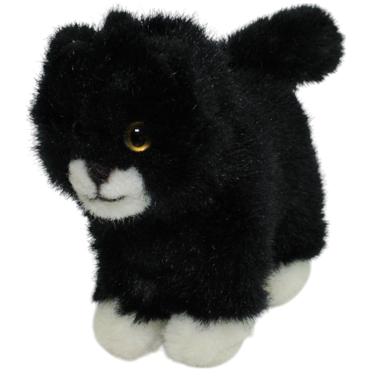 123000014277 Unbekannt Schwarze Katze mit weißen Pfoten, stehend Kuscheltier Kumpel Leo Gebraucht