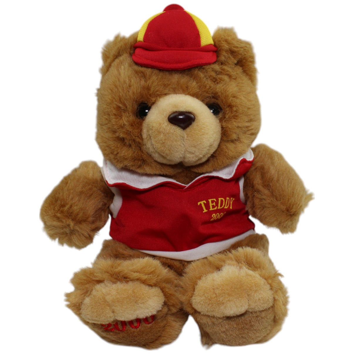 123000014300 ES Gerhardshofen Teddy 2000 mit roter Kleidung Kuscheltier Kumpel Leo Gebraucht