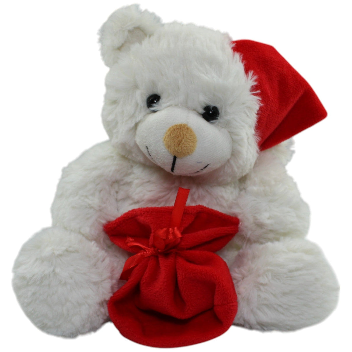 123000014402 Woolworth Kuschel Woolis, Eisbär mit roter Zipfelmütze und Beutel Kuscheltier Kumpel Leo Gebraucht Weihnachten