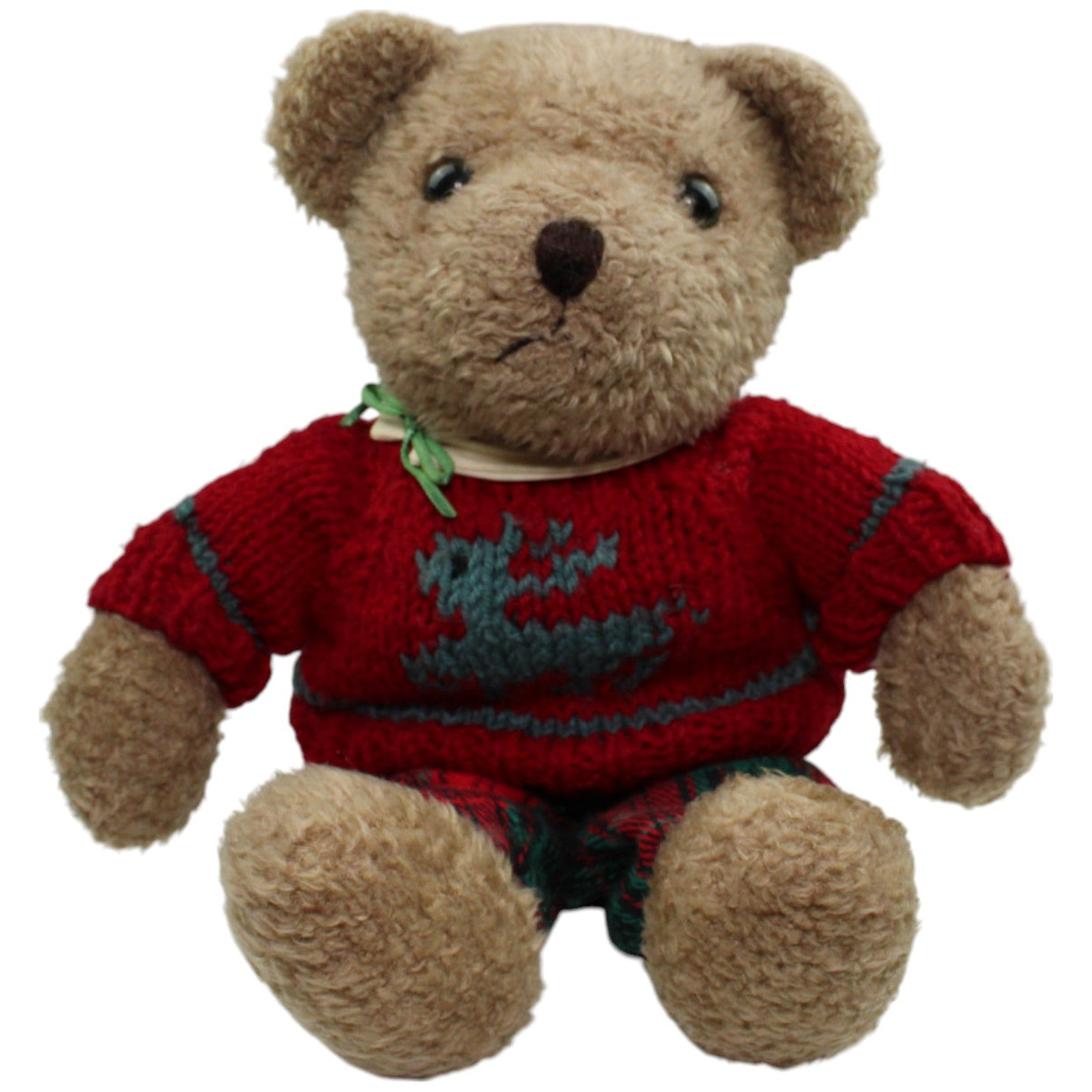 123000014584 Interdima XL Teddy mit winterlichem Pulli & Karohose Kuscheltier Kumpel Leo Gebraucht Teddy Teddybär
