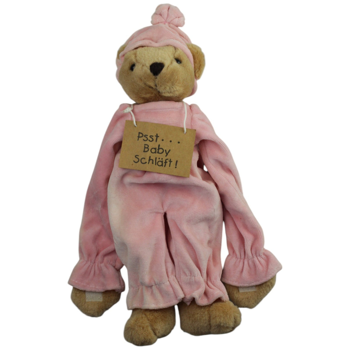 123000015003 H. Schneider Türhänger, Bär in rosa Pyjama "Psst... Baby schläft!" Kuscheltier Kumpel Leo Gebraucht