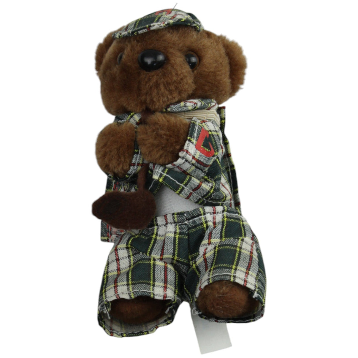123000015008 mt Klammer - Bär mit grüner karierter Kleidung und Golfschläger Kuscheltier Kumpel Leo Bär Gebraucht