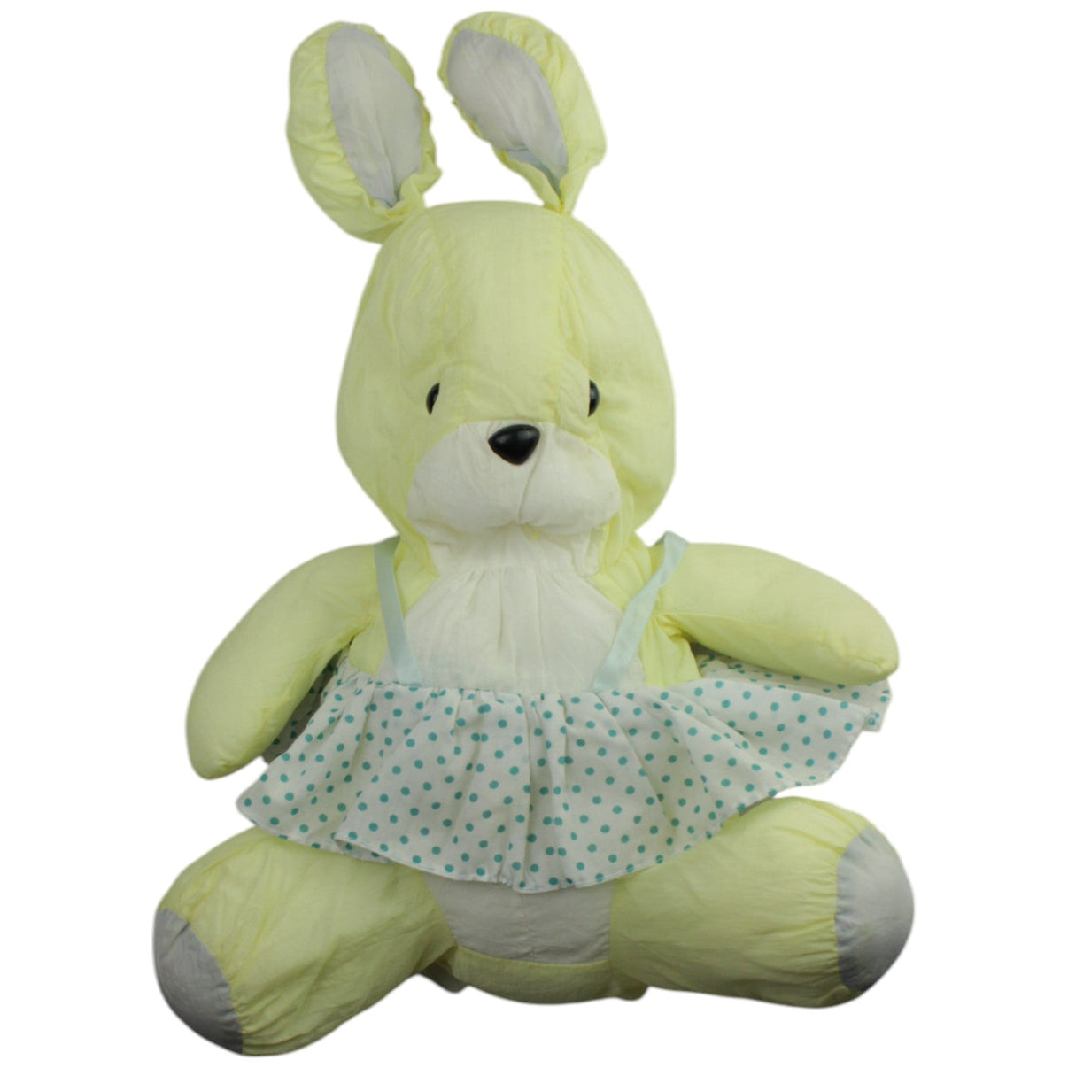 123000015092 Euro Play Knautschi, gelber XL Hase mit Kleid Kuscheltier Kumpel Leo _Vintage_ Gebraucht Kaninchen