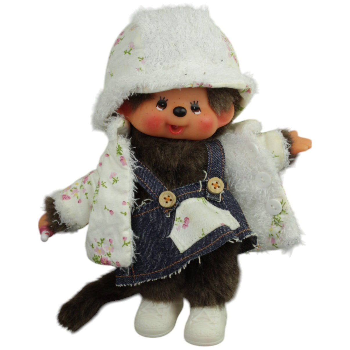 123000015339 Sekiguchi Monchhichi, Mädchen mit Blumenmuster Klamotten & Schuhen Kuscheltier Kumpel Leo Affe Gebraucht