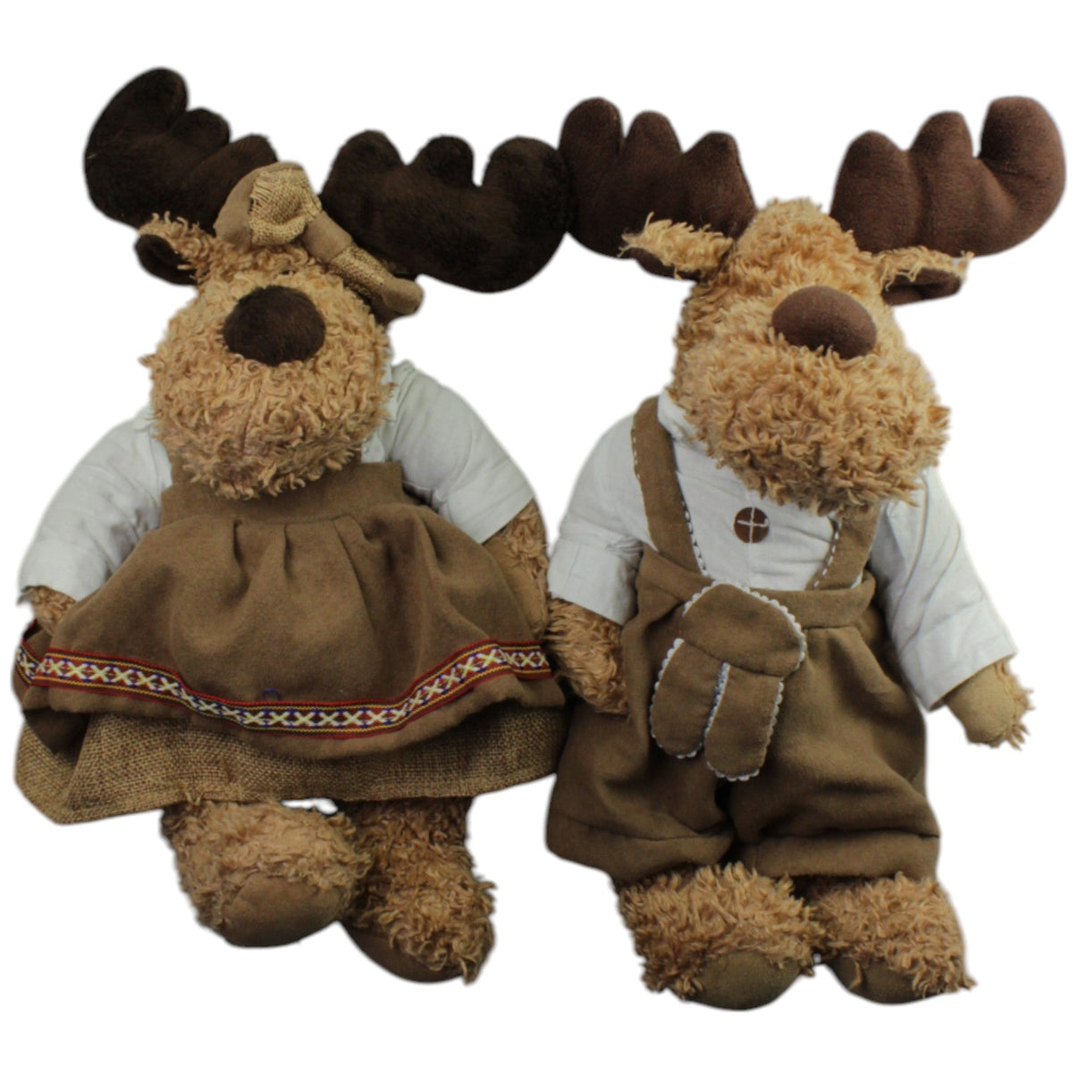 123000015546 Die Boltze Gruppe Süßes Elchpaar in traditioneller Kleidung Kuscheltier Kumpel Leo Elch Gebraucht