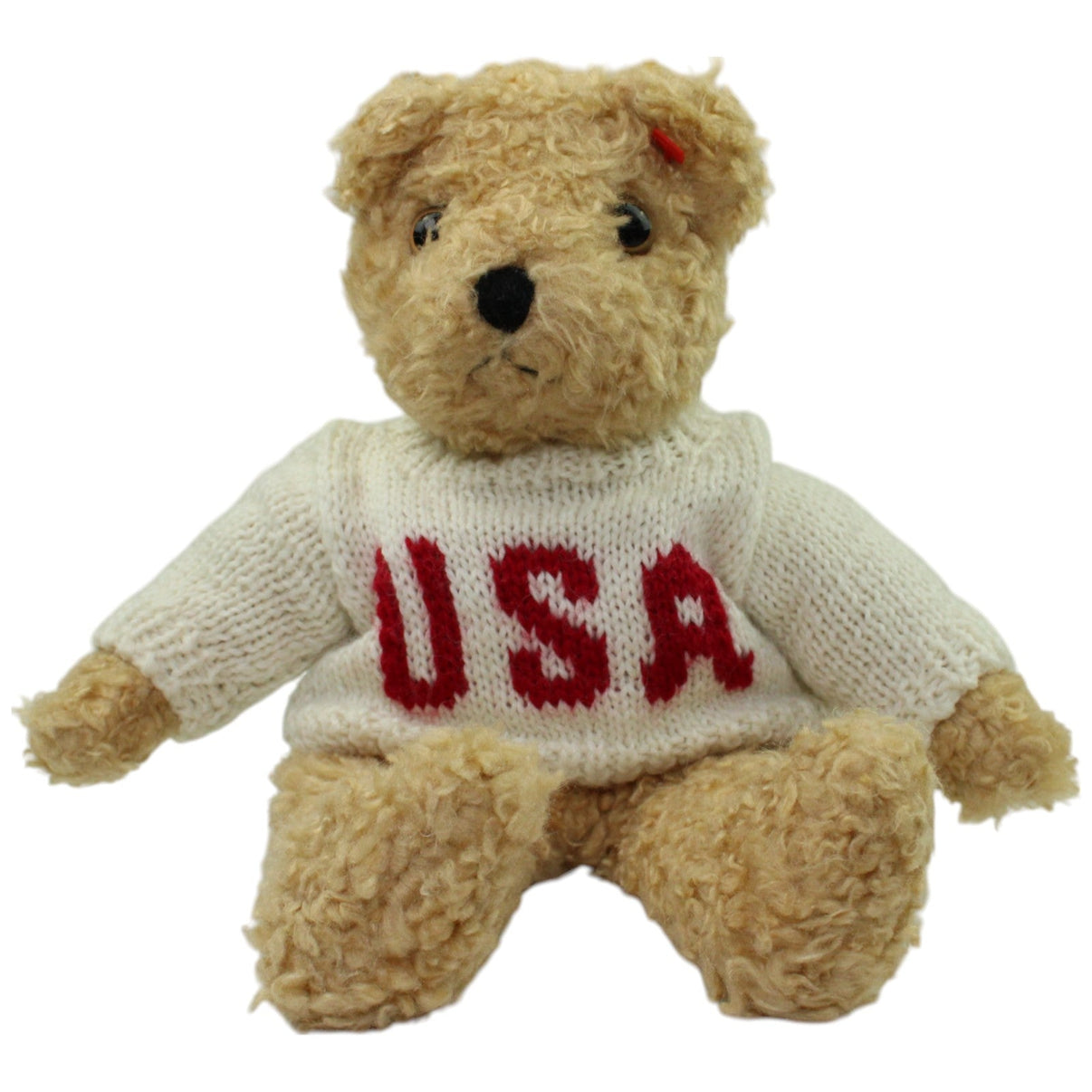 123000015714 TY Lockiger Teddybär mit USA Pullover Kuscheltier Kumpel Leo _Vintage_ Gebraucht Vintage