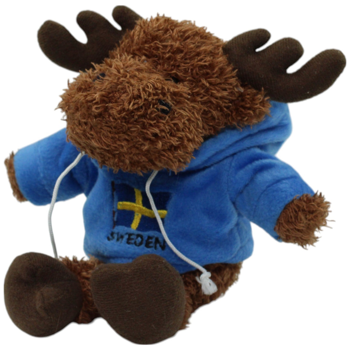 123000015751 OLA NESJE AB Süßer Elch mit blauem Hoodie "SWEDEN" Kuscheltier Kumpel Leo Gebraucht