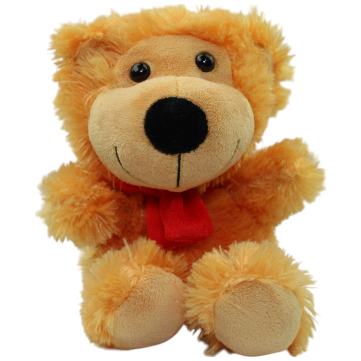 123000015820 Windel Oranger Bär mit rotem Schal, sitzend Kuscheltier Kumpel Leo Gebraucht