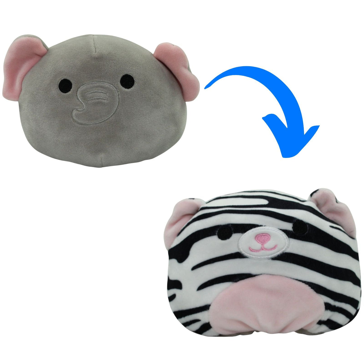 123000015875 Kellytoy Squishmallows, Flip a Mallows - Elefant & Zebra Kuscheltier Kumpel Leo Gebraucht