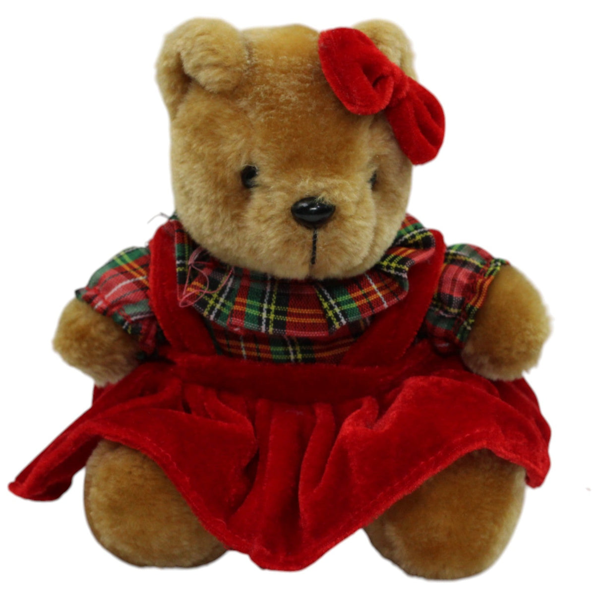 123000016389 Paul Hamburg Teddybär mit rotem Kleid und Schleife Kuscheltier Kumpel Leo Gebraucht Teddy Teddybär