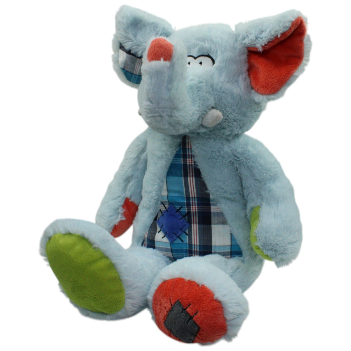 123000016399 Van Dillen Asiatex GmbH Emozioni Cas, XL blauer Elefant mit Karo - Muster Kuscheltier Kumpel Leo Gebraucht