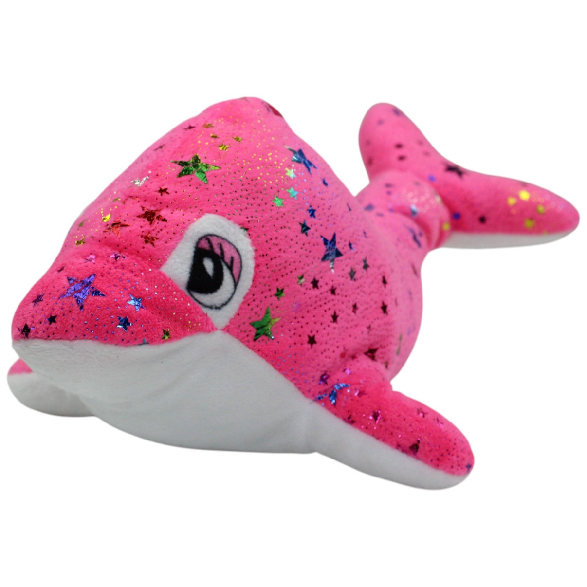 123000016405 FLOTI Flos Toys, pinker Delfin mit Glitzer Sternen Kuscheltier Kumpel Leo Gebraucht