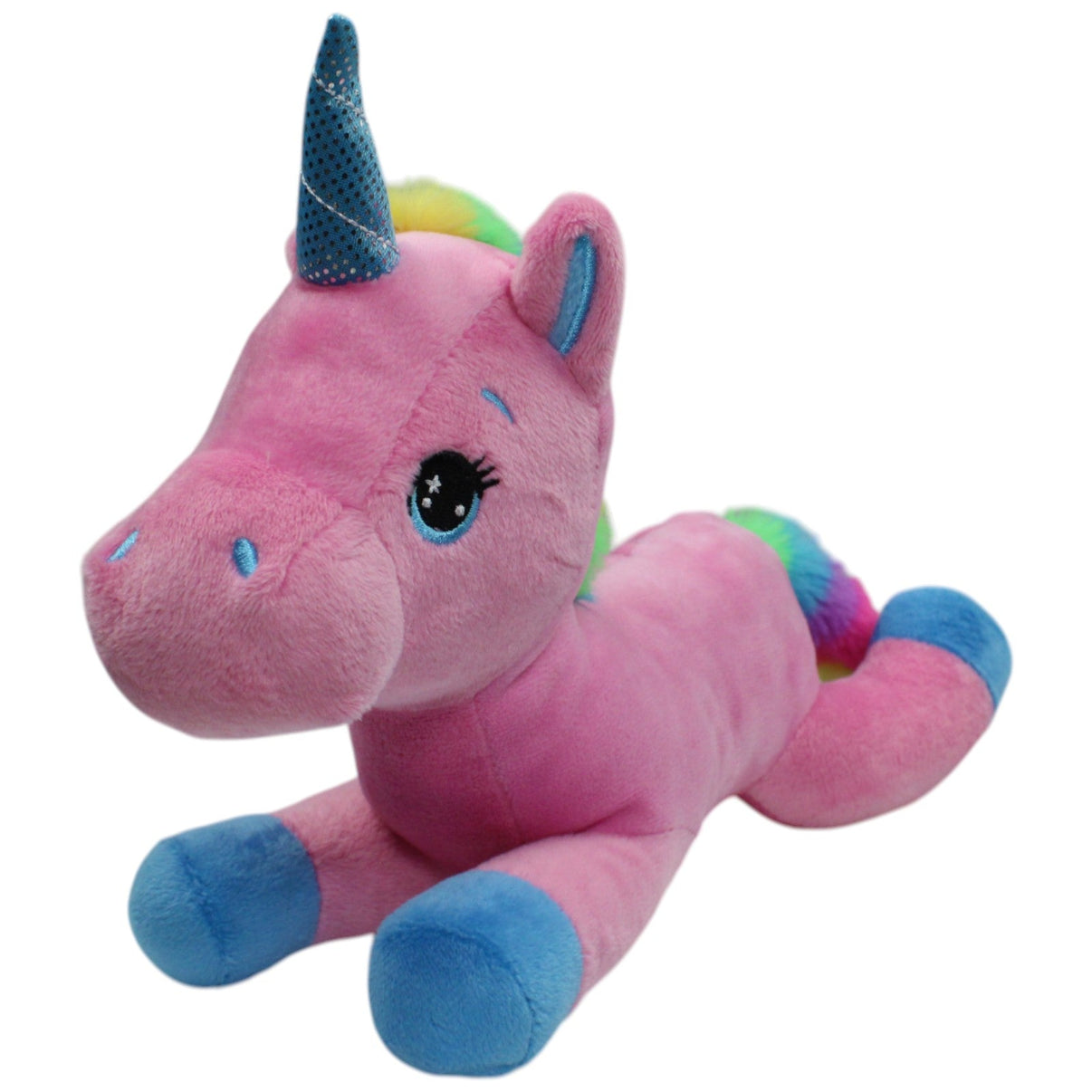 123000016409 Unbekannt Rosa Einhorn mit Regenbogenmähne Kuscheltier Kumpel Leo Gebraucht