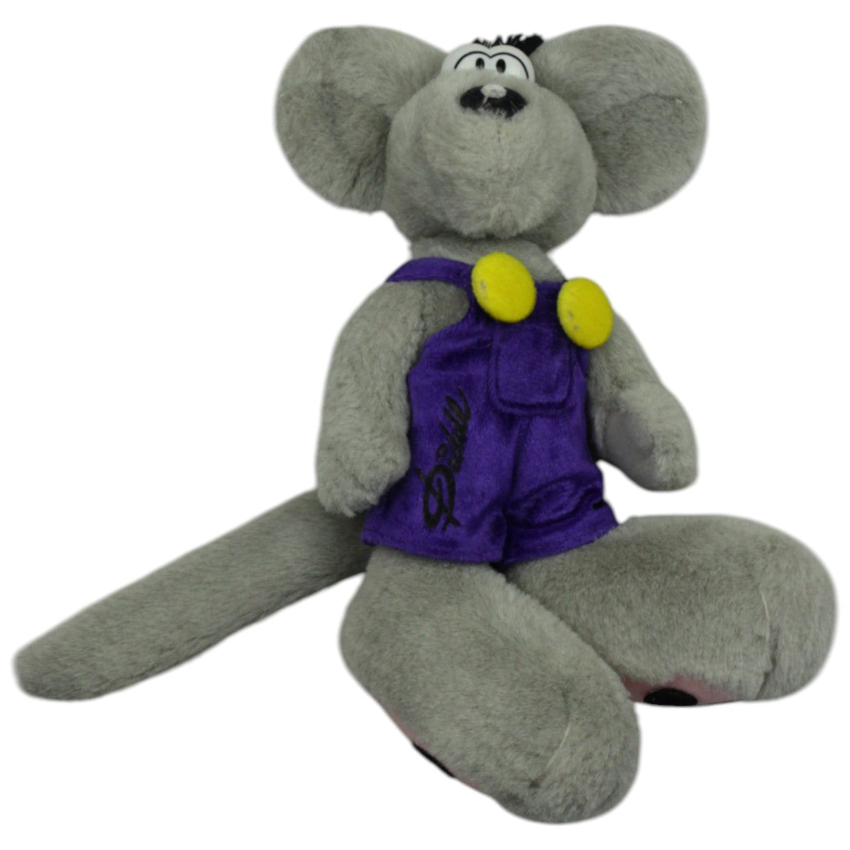 123000016566 Depesche Graue Diddl - Maus in lila Latzhose, klein Kuscheltier Kumpel Leo _Vintage_ Gebraucht Vintage