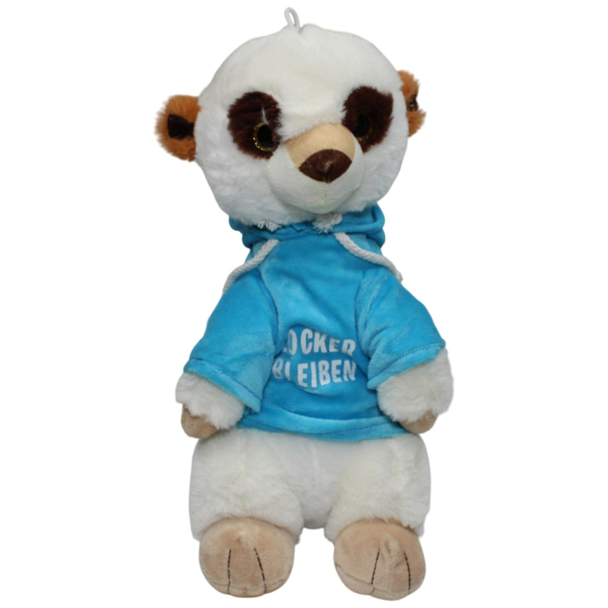 123000016797 FLOTI Flos Toys, weißes Erdmännchen mit Hoodie "Locker Bleiben" Kuscheltier Kumpel Leo 36cm Blau Gebraucht