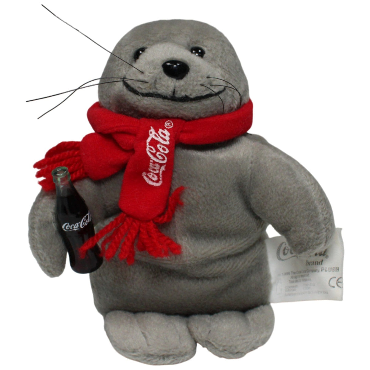 123000016817 Play by Play Coca Cola, Robbe mit Cola Flasche Kuscheltier Kumpel Leo 1999 20cm _Vintage_