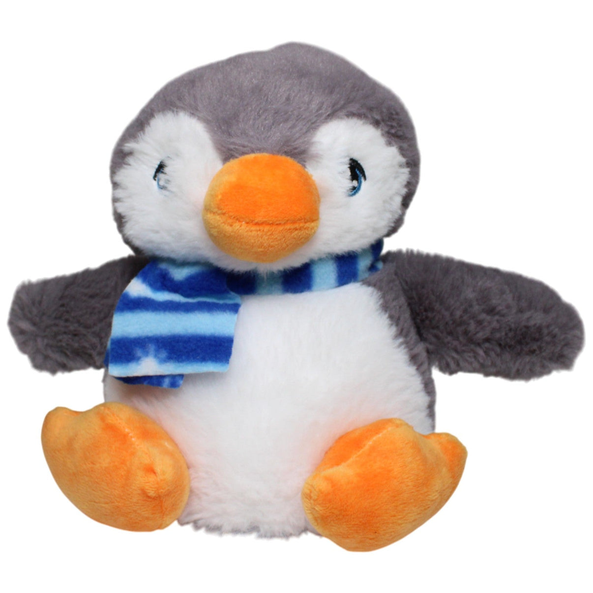 123000016819 Jutrzenka Dobre Miasto Sp. z o.o. Grauer Pinguin mit blau - gestreiftem Schal Kuscheltier Kumpel Leo 22cm Blau Gebraucht