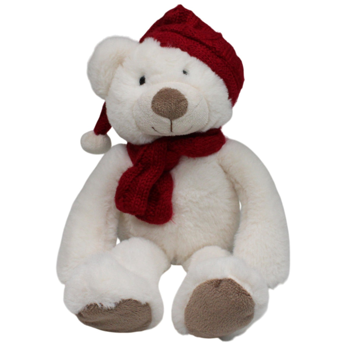 123000017256 Müller Schlenker Eisbär mit Mütze & Schal, groß Kuscheltier Kumpel Leo 35cm Gebraucht Kuscheltier