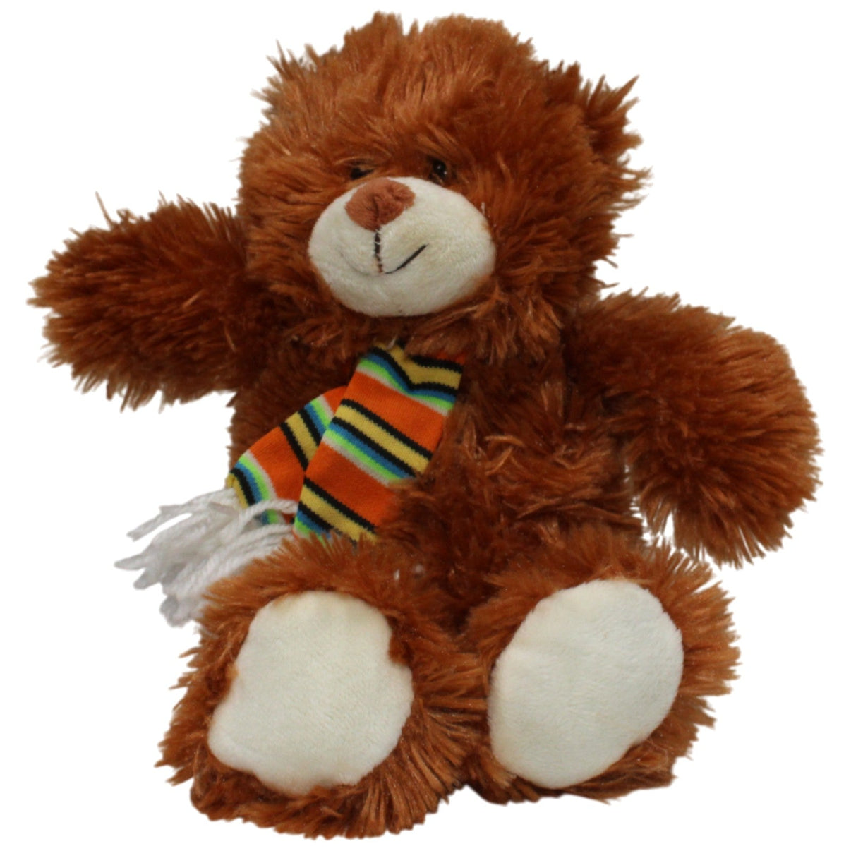 123000017327 ES Gerhardshofen Teddybär mit gestreiftem Schal Kuscheltier Kumpel Leo 20cm Braun Gebraucht
