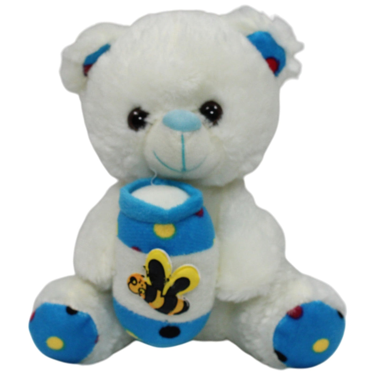 123000017365 FH MIDEX Weißer Teddybär mit Honigtopf Kuscheltier Kumpel Leo 20cm Blau Gebraucht