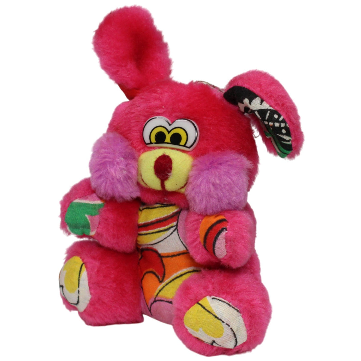 123000017377 H.Berner Pinker Hase mit buntem Muster Kuscheltier Kumpel Leo 15cm _Vintage_ Gebraucht