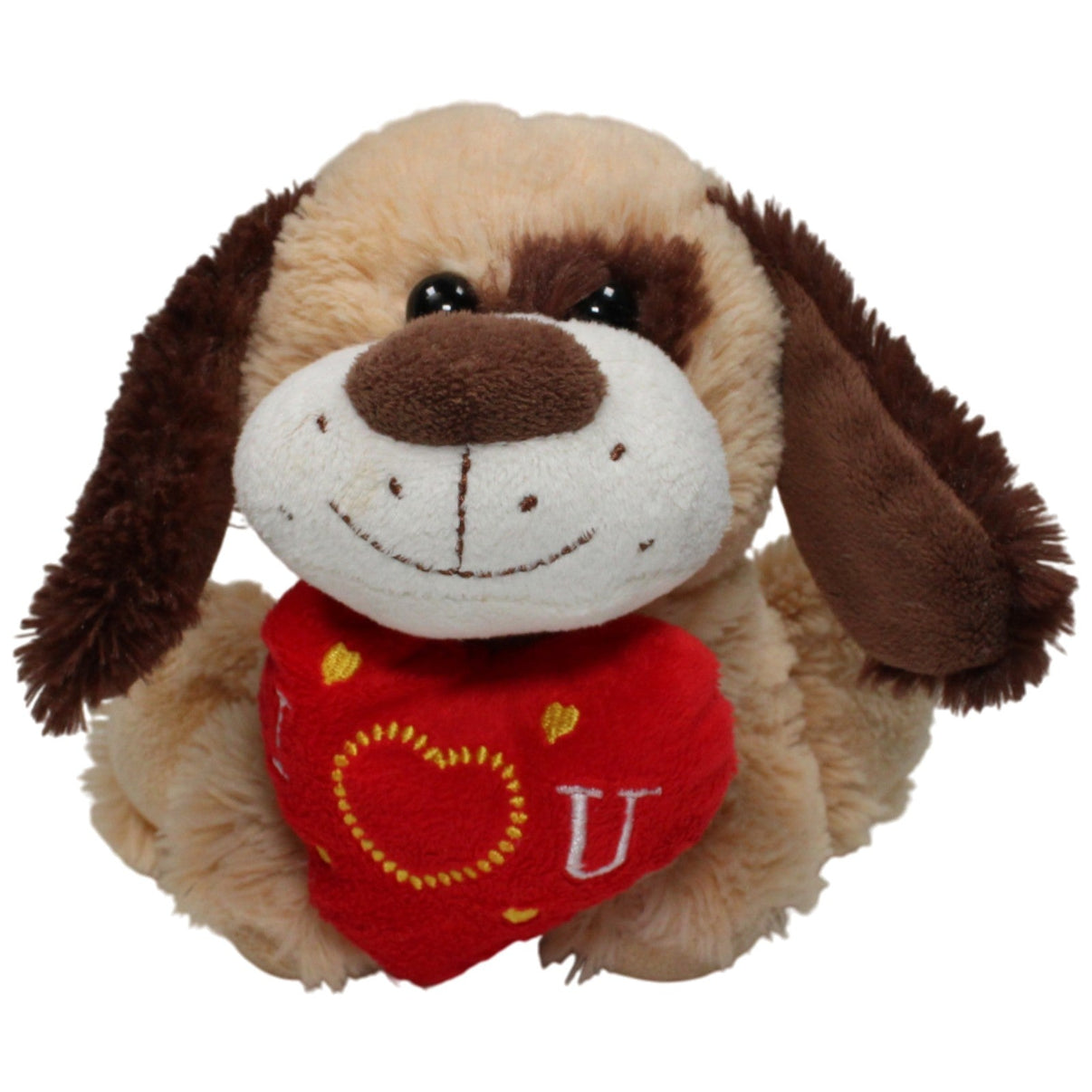 123000017454 BEST PRICE LONDON Süßer Hund mit Herz "I ❤ U", sitzend Kuscheltier Kumpel Leo 20cm Beige Braun