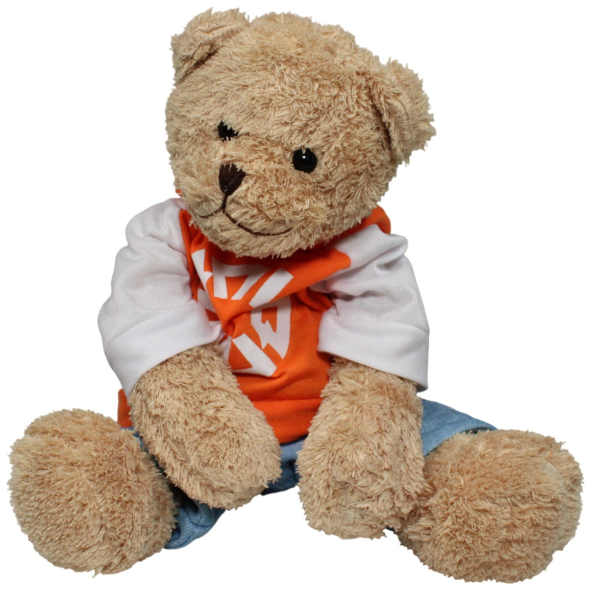 123000017477 Added Value XL Schlenker Teddy mit Pulli & Jeans Kuscheltier Kumpel Leo 40cm Beige Blau