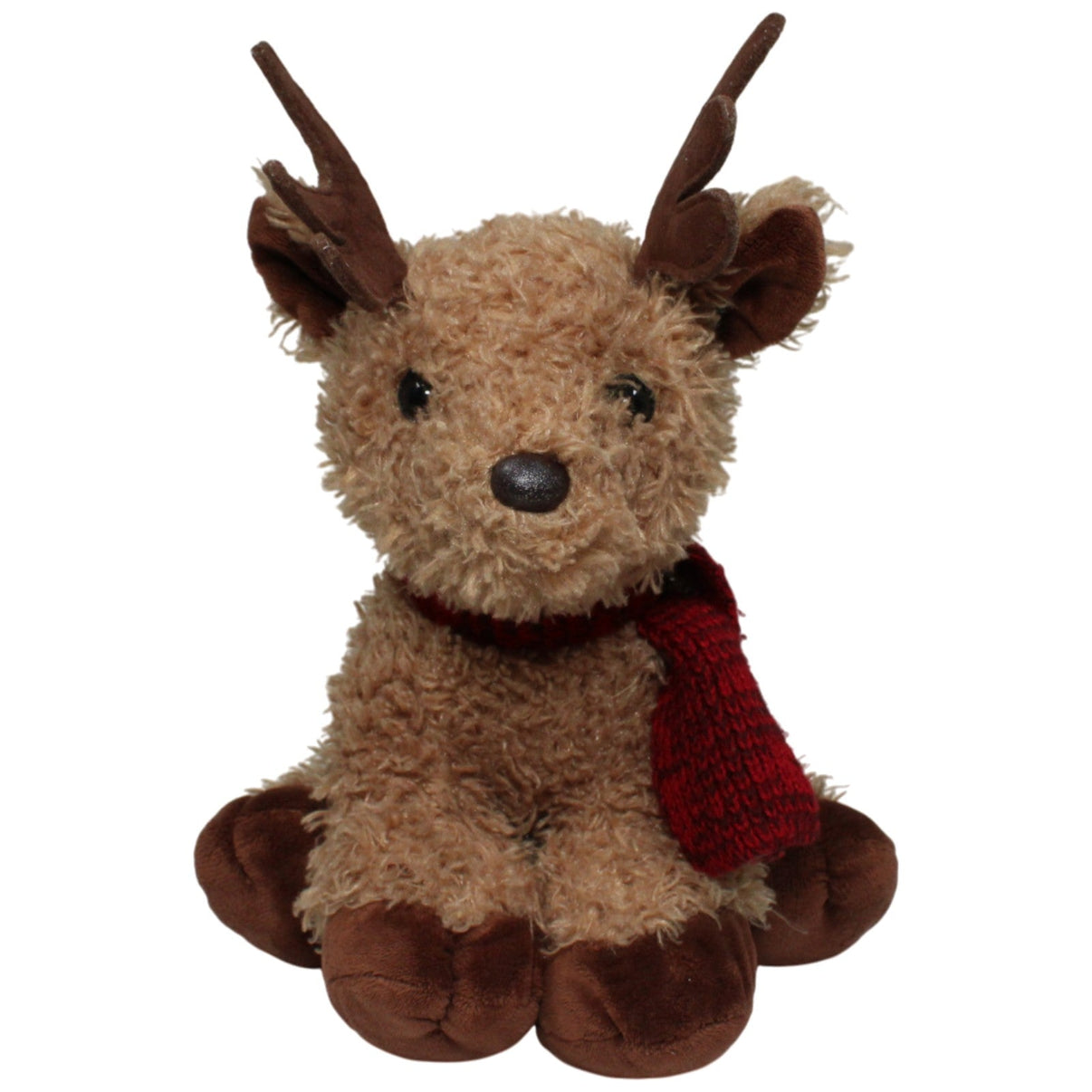 123000017665 Aurora Hübsches Rentier mit Winterschal, sitzend Kuscheltier Kumpel Leo 30cm Braun Gebraucht