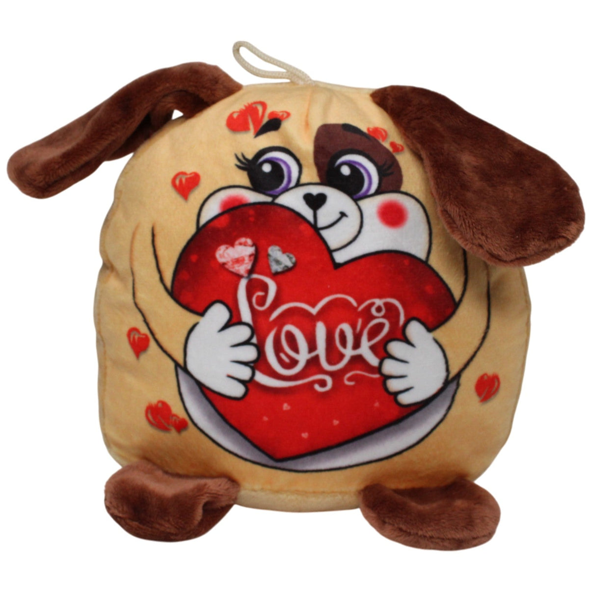 123000017723 FLOTI Flos Toys, süßer Hund mit Herz "Love" Kuscheltier Kumpel Leo 18cm Braun Gebraucht