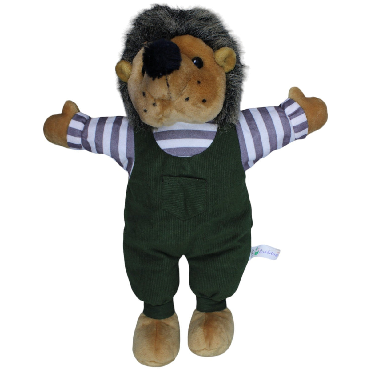 1237198 L. Hoenicke Bastitoy, Igel in grüner Latzhose Ganzkörper - Handpuppe Kumpel Leo Gebraucht