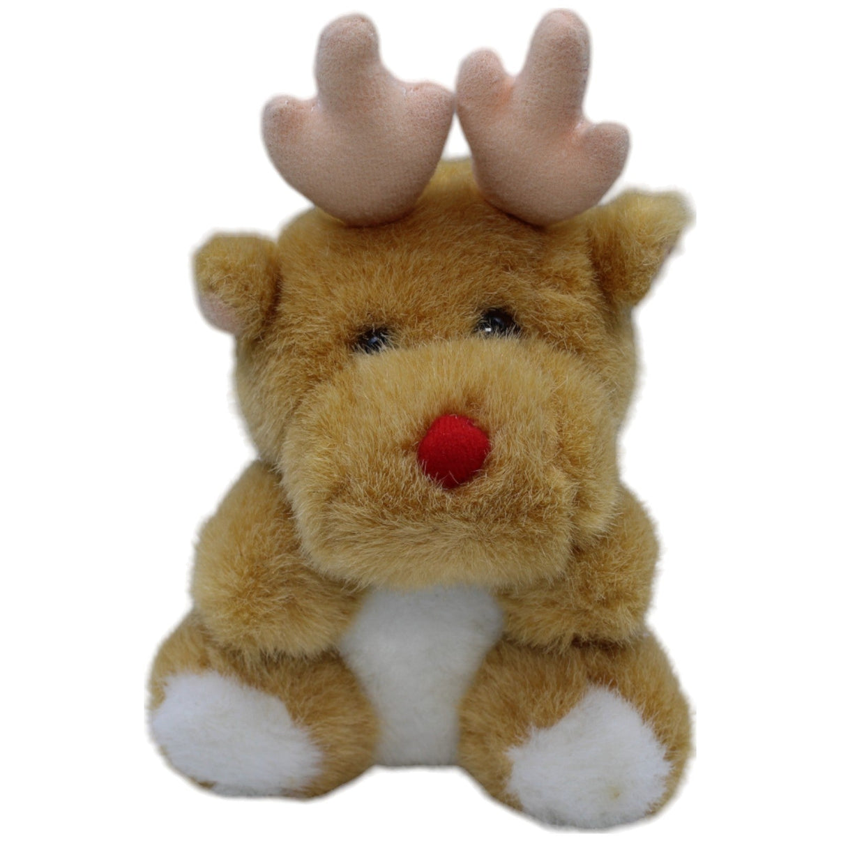 1237741 Heunec Süßer hellbrauner Elch mit roter Nase Kuscheltier Kumpel Leo Gebraucht Vintage