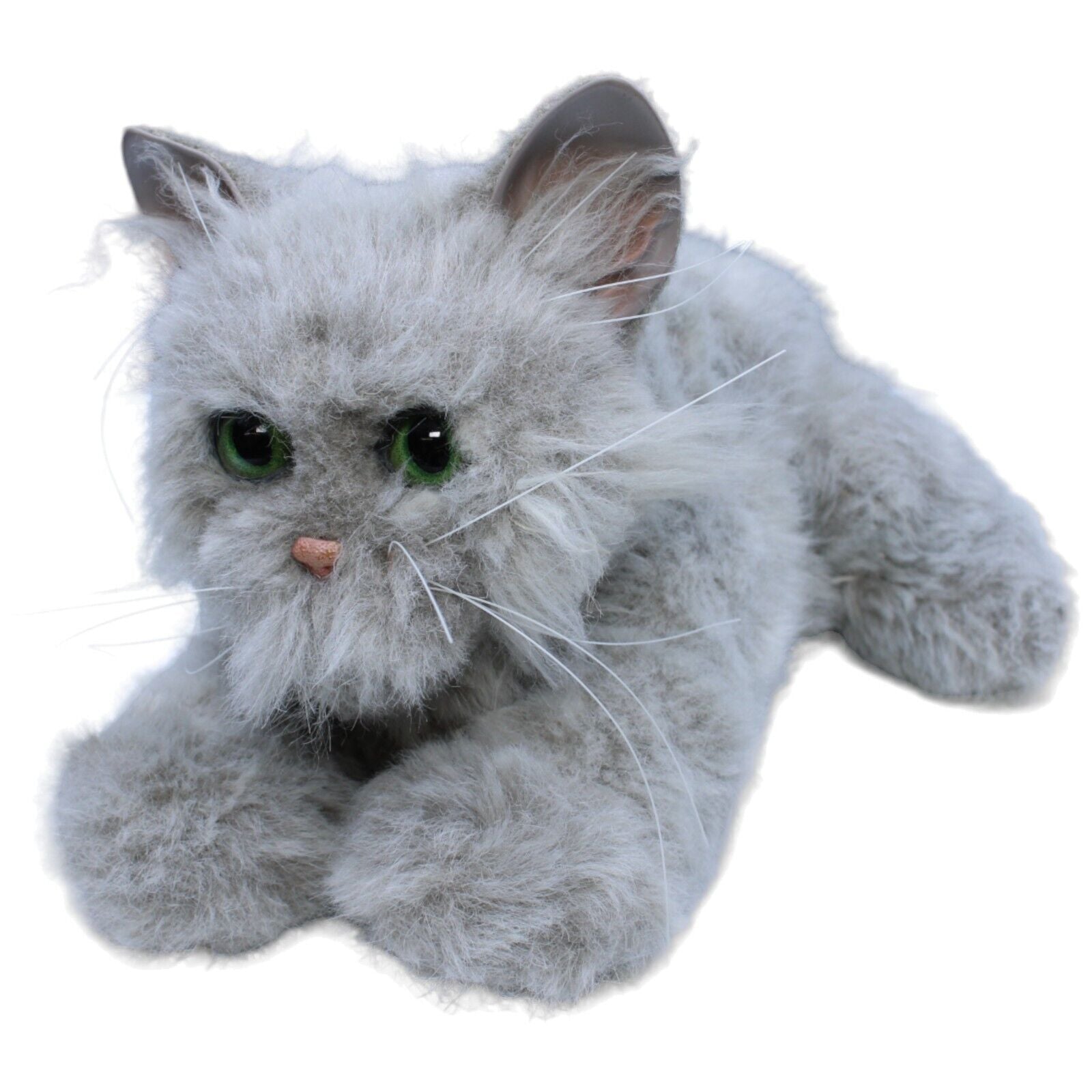 Vintage FurReal Friends Katze liegend, hellgrau Interaktives