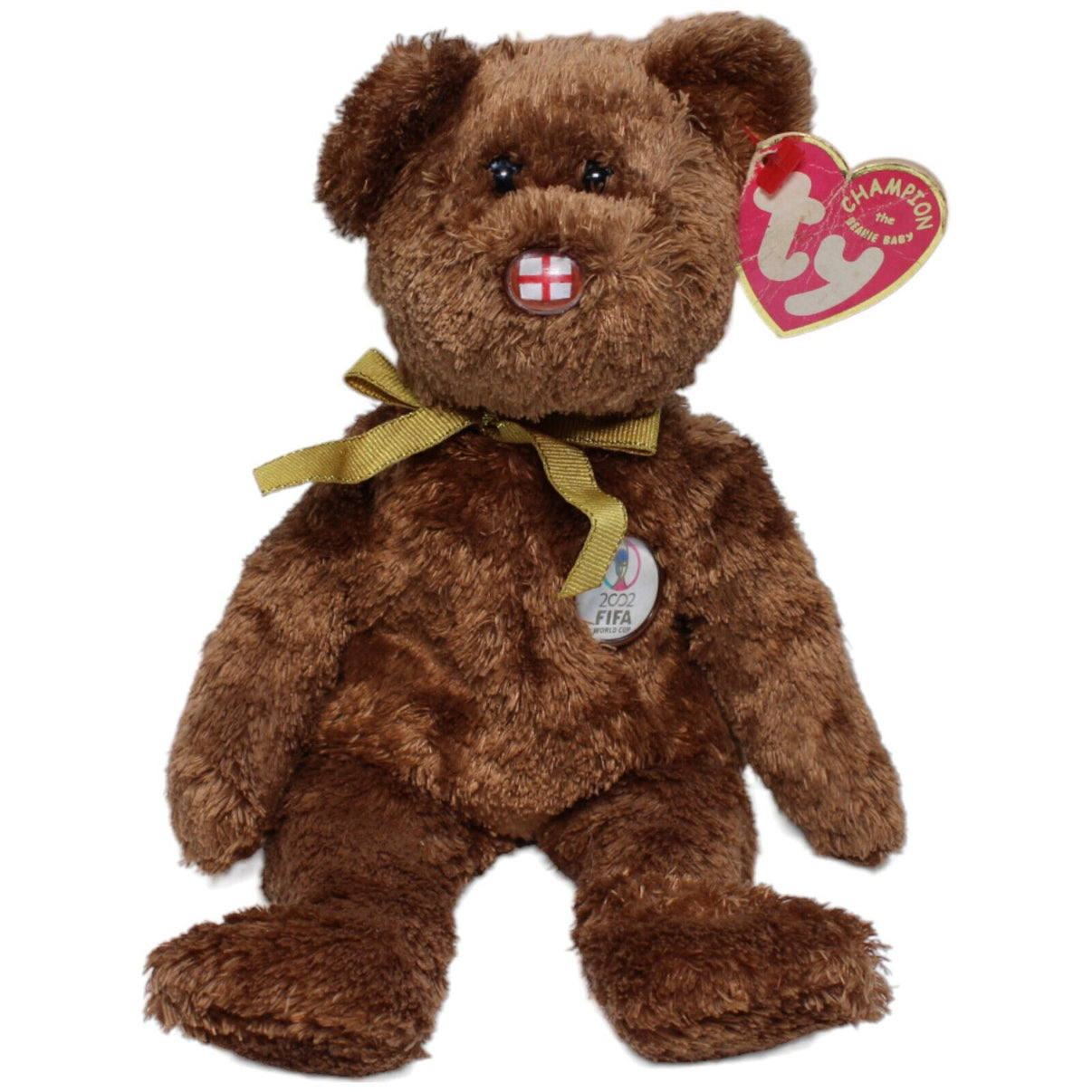 1231951 TY Vintage Beanie Baby, Champion (FIFA WM 2002) Kuscheltier Kumpel Leo Gebraucht