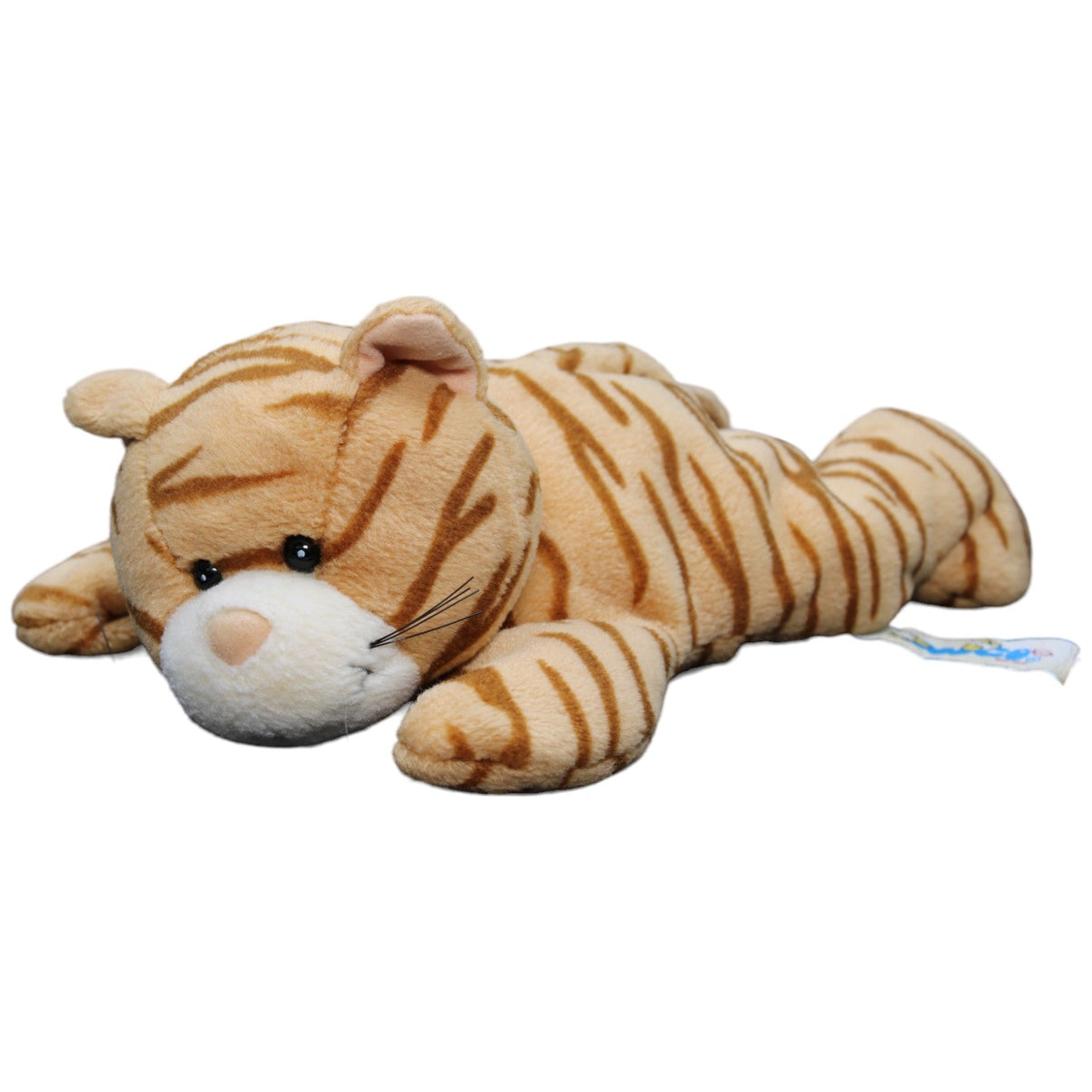 1232766 NICI Vintage Katze rot-gestreift, liegend Kuscheltier Kumpel Leo Beanbag Gebraucht