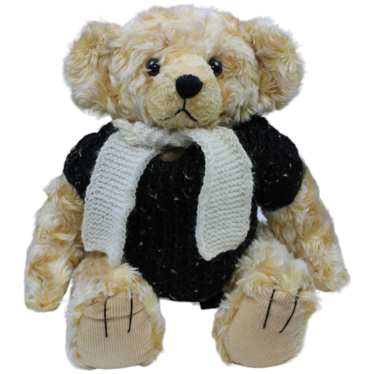 1233148 Russ Berrie Teddybär mit Pullover & Schal, sitzend Kuscheltier Kumpel Leo Gebraucht