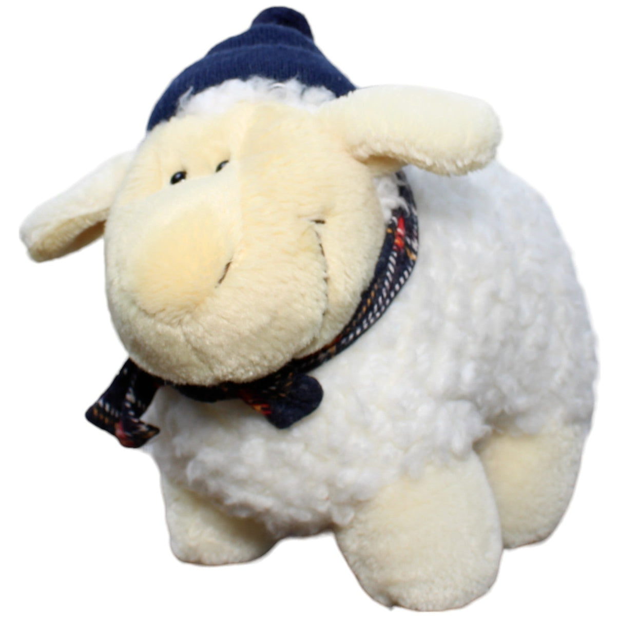 123566 NICI Vintage Schaf mit Mütze & Schal, weiß Kuscheltier Kumpel Leo Gebraucht NICI