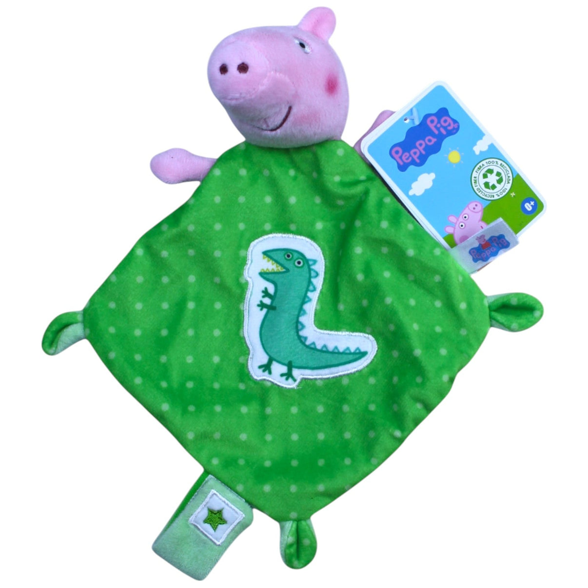 123000013001 Play by Play Schorsch aus Peppa Wutz mit Sausia, grün Schmusetuch mit Schnullerhalter Kumpel Leo Knuddeltuch Kuscheltuch neu