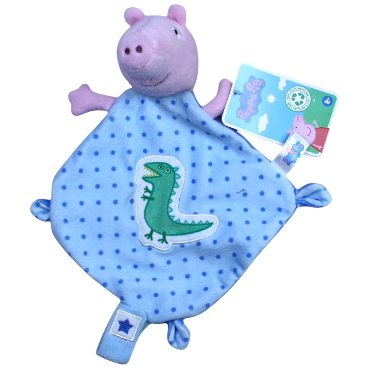 123000013002 Play by Play Schorsch aus Peppa Wutz mit Sausia, blau Schmusetuch mit Schnullerhalter Kumpel Leo Knuddeltuch Kuscheltuch neu