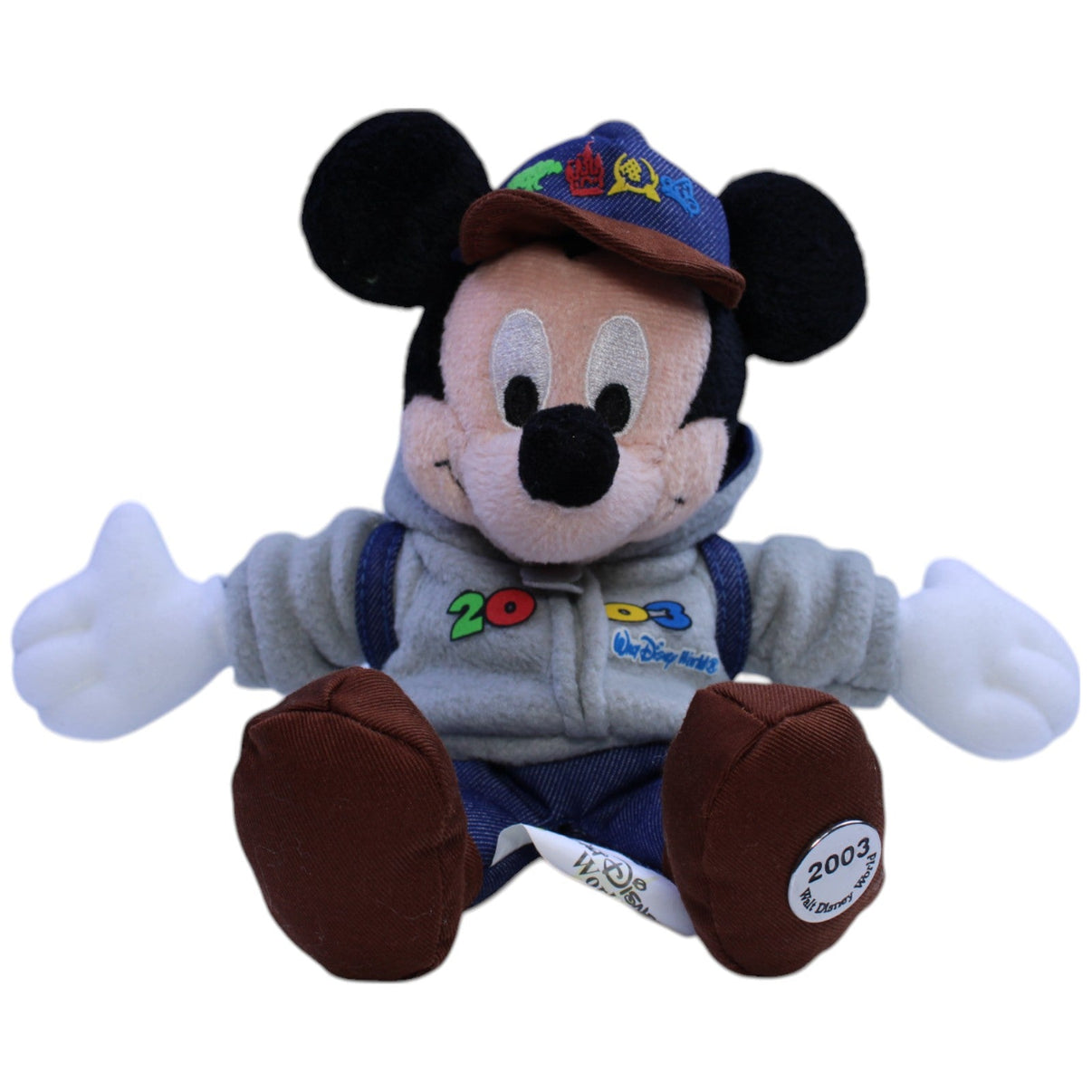 123000013169 Disney Walt Disney World 2003, Micky Maus mit Rucksack Kuscheltier Kumpel Leo Disney Gebraucht Vintage