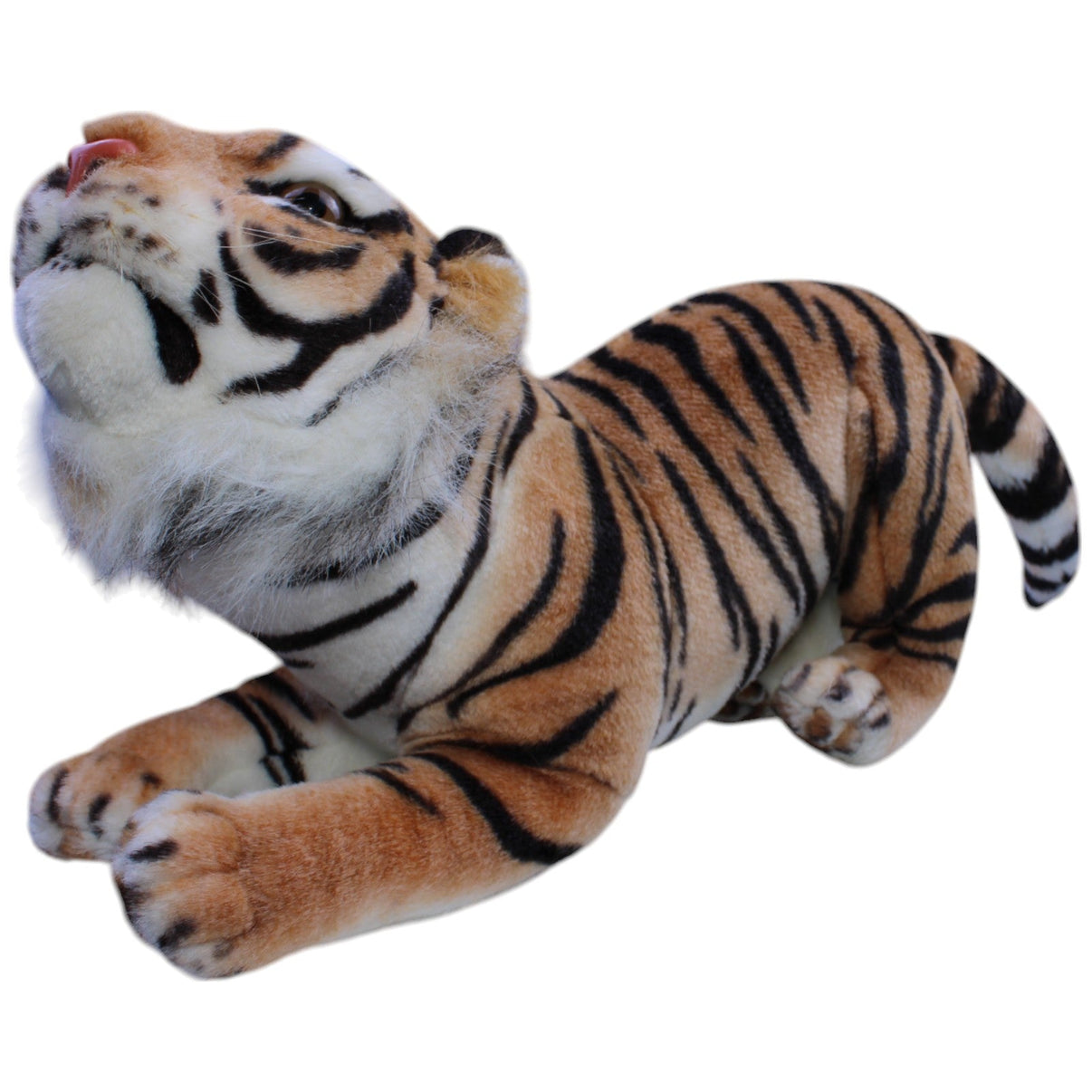 123000013178 Westkauf XL Tiger mit Styroporkopf, hochschauend Kuscheltier Kumpel Leo Gebraucht Raubkatze Vintage