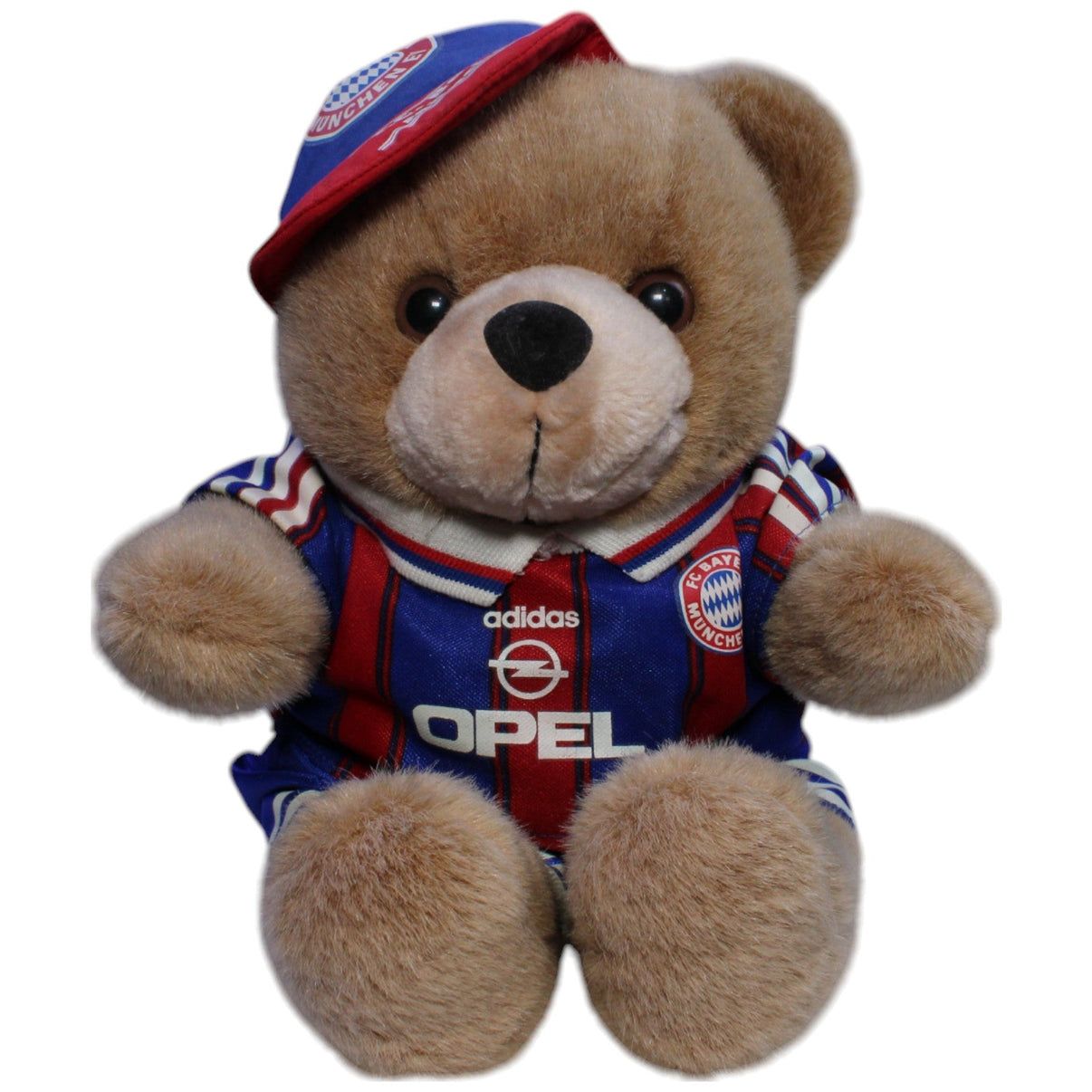 123000013509 Fan World FC Bayern München Maskottchen Bär Berni mit Heim - Trikot (1995/96), groß Kuscheltier Kumpel Leo Gebraucht Vintage