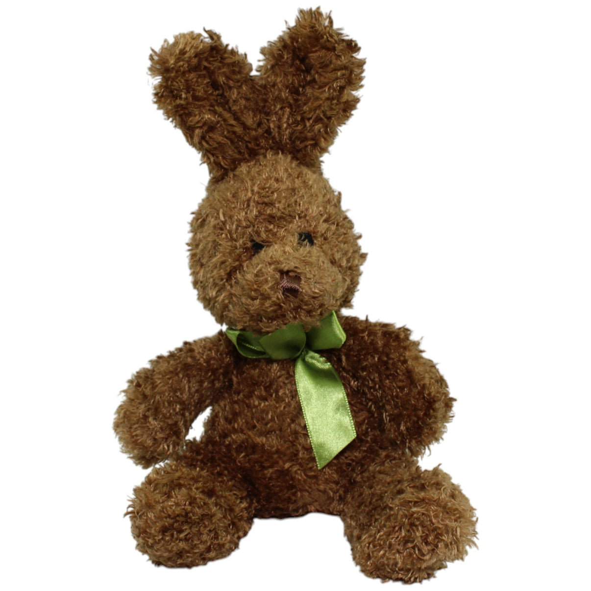 123000014039 Unbekannt Hase mit grüner Schleife, dunkelbraun Kuscheltier Kumpel Leo Gebraucht