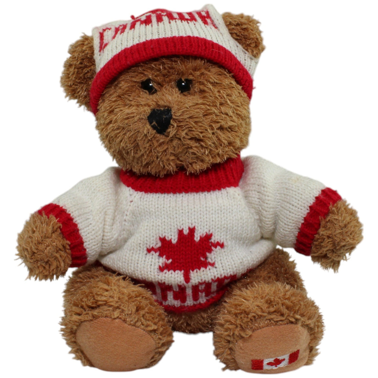 123000014088 Creature Comfort Toys Winterlicher Teddy mit Kanada Pulli & Mütze Kuscheltier Kumpel Leo Gebraucht Teddy Teddybär