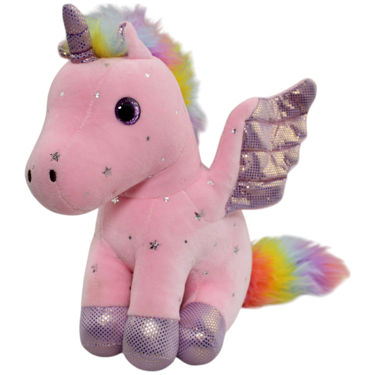 123000014205 Unbekannt Rosa Alicorn mit Regenbogenmähne & Sternen Kuscheltier Kumpel Leo Gebraucht