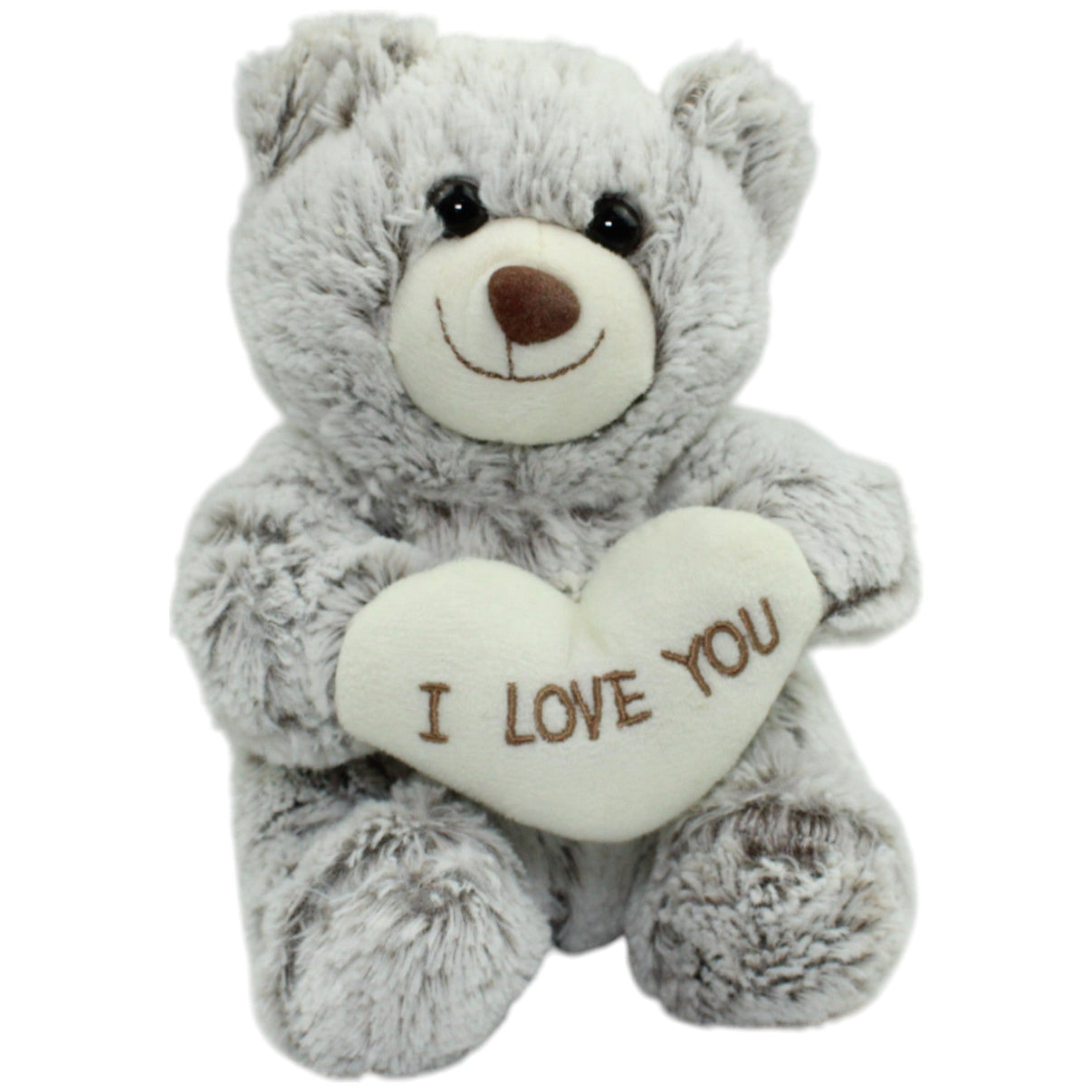 123000014461 Woolworth Woolies, grauer Teddybär mit Herz "I LOVE YOU" Kuscheltier Kumpel Leo Gebraucht Teddy Teddybär